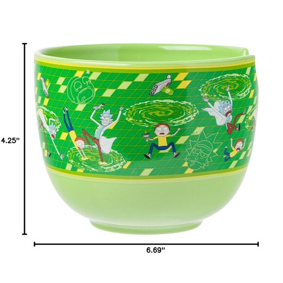 NEW Rick and Morty Ceramic Ramen Bowl With Chopsticks and Spoon Microwave Safe 2 - Picture 6 of 16